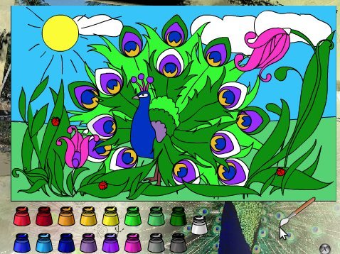 Флеш раскраски 1 peacock online coloring pavlin raskraska картинка